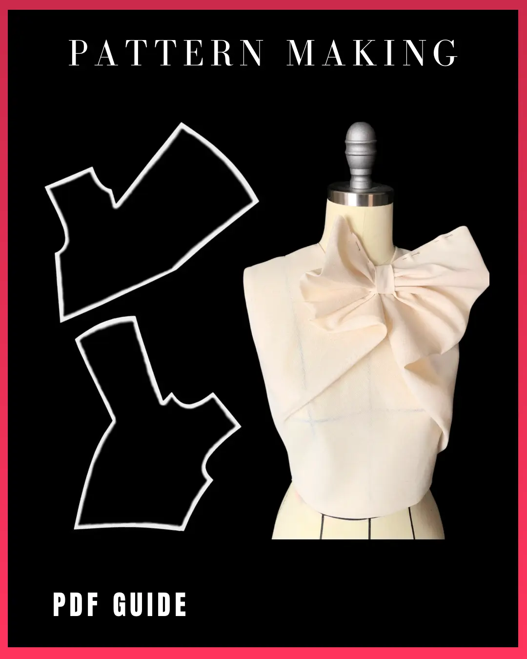 Pattern making PDF guide: How to design a bodice with a bow.