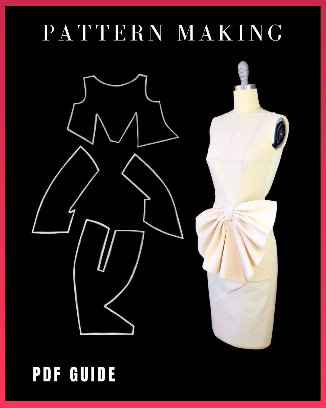 Pattern making PDF guide: How to design a dress with a fashionable bow.